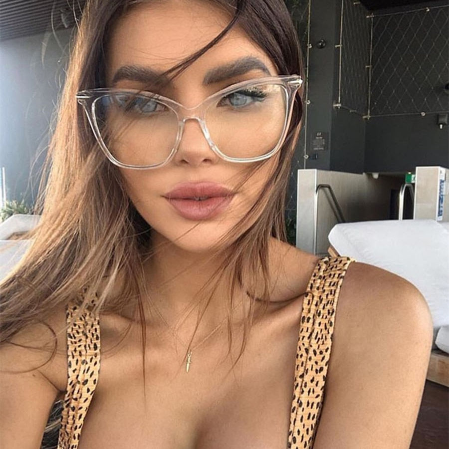 Higodoy Cat Eye Women Glasses Frame Oversized