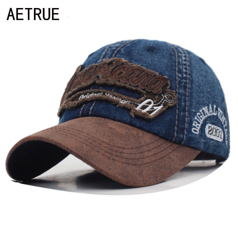 AETRUE Washed Jeans Men Baseball Cap Snapback Hats