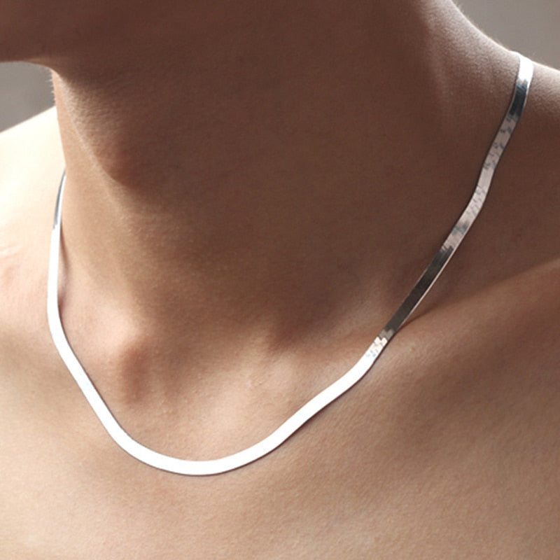 Silver Necklace Snake Chain for Women