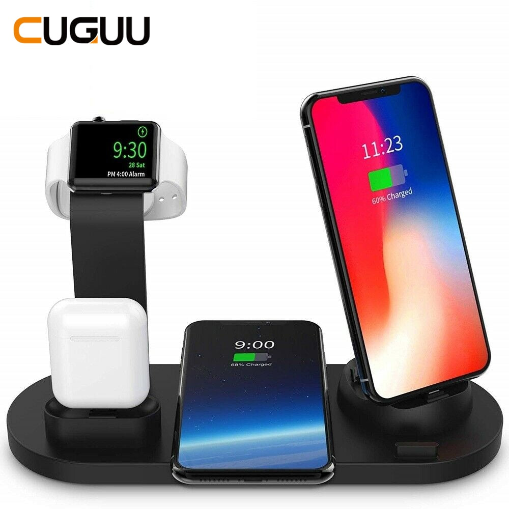 Qi Wireless Charger 4 in 1 Watch Charger Dock For Apple iphone Charging Station Micro USB C Stand Fast Charging For iphone 11 12