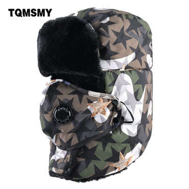 Camouflage hat men bomber hats winter cap masks